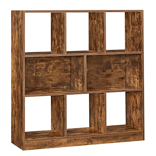 VASAGLE Bookcase Freestanding Storage Unit, 11 x 35.4 x 39.4 Inches | Bookshelf used horizontally, vertically, upside down, Rustic Brown, CUSTOS Collection, ULBC55BX - color: Rustic Brown, size: 8 Cubes (11"D x 39.4"H), style: 1 Pack
