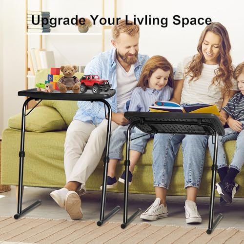 XL Adjustable Folding TV Tray Table, Larger TV Dinner HDPE Plastic Tray Table for for Eating, Adjustable Folding Laptop Table, TV Tray for Laptop, Eating, Drawing, Snacks, etc, Black - size: XL-Large