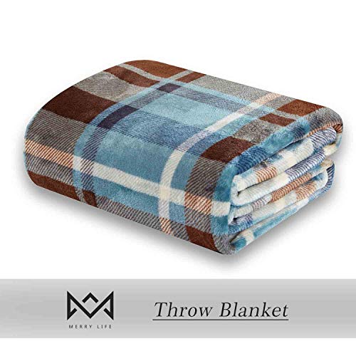 MERRYLIFE Throw Blanket Plaid Sherpa | Ultra-Plush Soft Colorful | Decorative Couch Travel Blanket | (50" 60", Greenland) - color: Greenland, size: 50"60"