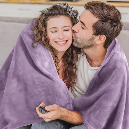 Elegant Throw Blanket for Couch & Sofa, All-Season Lightweight Fleece Blanket, Luxury Soft Cozy Fuzzy Throw for Her Him, Lavender, 50 x 56 Inches