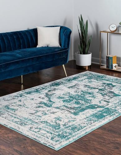Rugs.com - Monte Carlo Rug – 2' x 3' 1 Turquoise Easy-Clean Rug – Ideal for Entryways, Kitchens, and Small Spaces - color: Turquoise, size: 2'2" x 3' (Rectangular)