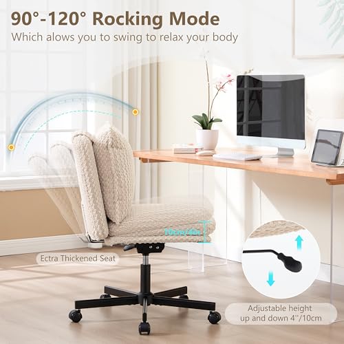 Fizzin Cross Cross Chair Memory Foam Armless with Wheels Home Office Beige - color: Beige