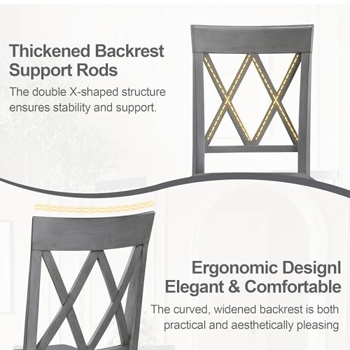 DUHOME Wood Dining Chairs Set of 2,Farmhouse Dining Side Chairs with Cross Back Wooden Kitchen Chairs for Home Kitchen, Dining Room Grey - color: Grey, size: 2pcs