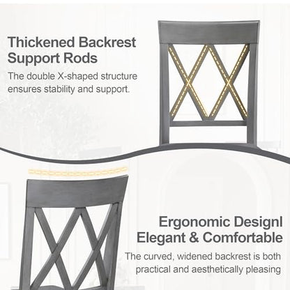 DUHOME Wood Dining Chairs Set of 2,Farmhouse Dining Side Chairs with Cross Back Wooden Kitchen Chairs for Home Kitchen, Dining Room Grey - color: Grey, size: 2pcs