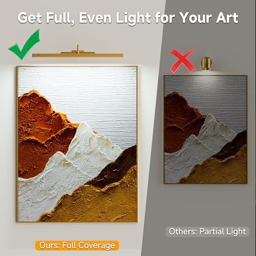 Art Light for Wall Picture, 6000mAh Rechargeable Wireless Wall Sconce,Battery Operated Remote Dimmable Lighting for Hallway Sconce(24 in, Antique Gold) - color: Antique Gold, size: 24 Inch