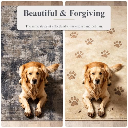 Sasttie 2x6 Runner Rug, Modern Abstract Hallway Rug, Black & Beige | Ultra-Soft Faux Wool, Machine Washable, Low Pile, Non-Slip, Thin, for Hallway, Entrance, Kitchen, Entryway & Laundry Room - color: Black & Beige, size: 2' x 6' (Rectangular)