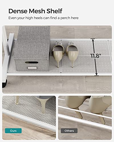 SONGMICS Clothes Rack with Wheels, Clothing Rack for Hanging Clothes, 25.4 mm Metal Garment Rack with Dense Mesh Storage Shelf, 110 lb Load Capacity, 2 Brakes, Cloud White UHSR025W01 - color: White, style: Single Rod