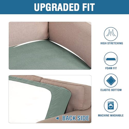 H.VERSAILTEX Super Stretch Individual Seat Cushion Covers Sofa Covers Couch Cushion Covers Slipcover Sets Thick Jacquard Textured Twill Fabric (1 Piece Chair Cushion Cover, Sage) - color: Sage, size: 1 Cushion Chair