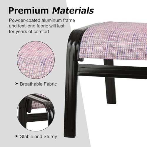 Assembled Patio Outdoor Ottoman Set of 2 Aluminum Outdoor Footstool Pink - color: 2 Pieces-pink