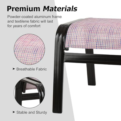 Assembled Patio Outdoor Ottoman Set of 2 Aluminum Outdoor Footstool Pink - color: 2 Pieces-pink