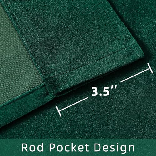Joydeco Dark Green Velvet Curtains 72 inch Length 2 Panels Burg Set, Luxury Rod Pocket Thermal Insulated Window Blackout Curtain, Room Darkening Drapes for Living Dining Room Bedroom Privacy - color: Rod Pocket | Dark Green, size: 52"W x 72"L (Pack of 2)
