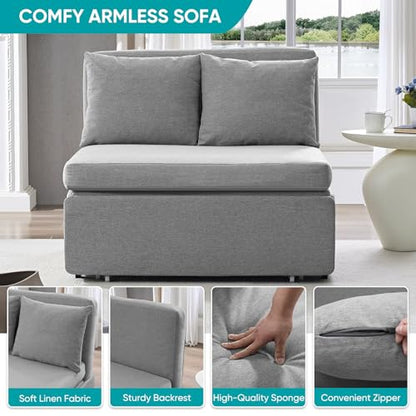 BALUS 43" W Twin Pull Out Sofa Bed Couch Loveseat Sleeper Sofas with Pullout Beds, 2 in 1 Convertible Guest Sleepers Sofabed with Pillows and Tri-fold Mattress for Living Room Apartment, Light Grey - color: Light Grey, size: Twin