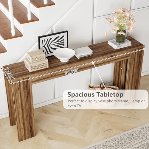 Spaco 63'' Narrow Long Console Table,Farmhouse Entryway Table Sofa Table with Storage,Wood Behind Couch Table for Living Room, Hallway,Foyer - color: Walnut (63'')