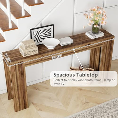 Spaco 63'' Narrow Long Console Table,Farmhouse Entryway Table Sofa Table with Storage,Wood Behind Couch Table for Living Room, Hallway,Foyer - color: Walnut (63'')