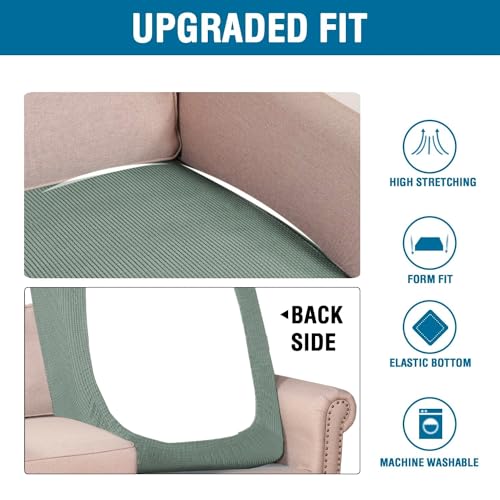 H.VERSAILTEX Super Stretch Individual Chaise Cover Sectional Couch Covers for L Shaped Sofa Both Left/Right Featuring Thick Jacquard Textured Twill Fabric (1 Piece Chaise Cover, Sage) - color: Sage, size: Chaise Cover