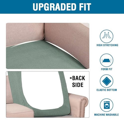 H.VERSAILTEX Super Stretch Individual Chaise Cover Sectional Couch Covers for L Shaped Sofa Both Left/Right Featuring Thick Jacquard Textured Twill Fabric (1 Piece Chaise Cover, Sage) - color: Sage, size: Chaise Cover