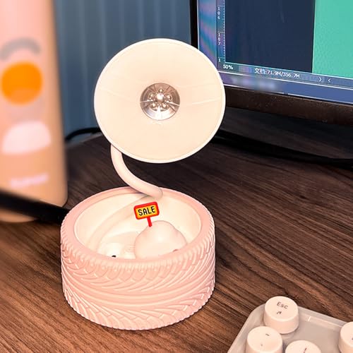 Pongnas Roseate Bedside Lamp with Wheel Design USB Charging Port Warm White Foldable LED Light for Bedroom Study Living Room Travel - color: Roseate