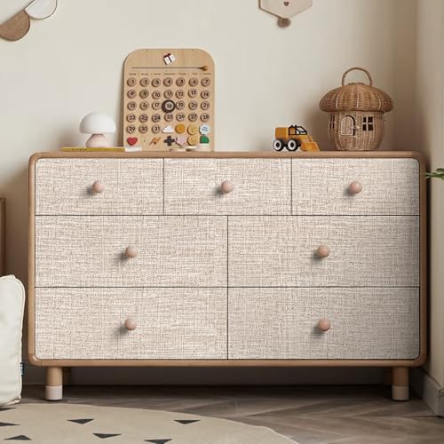 Khaki Grasscloth Peel and Stick Wallpaper 17.3"x160" Faux Linen Textured Contact Paper Removable Self Adhesive Vinyl Wallpaper for Bedroom Bathroom Kitchen Cabinets - color: Khaki, size: 17.3" x 160"