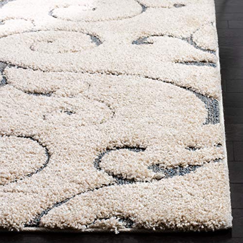 SAFAVIEH Florida Shag Collection Accent Rug - 2'3" x 4', Beige & Blue Grey, Scroll Design, Non-Shedding & Easy Care, High-Low Plush Pile, Ideal for Bedroom, Foyer, Hallway (SG455-1155) - color: Beige/Blue Grey, size: 2'3" x 4' (Rectangular)