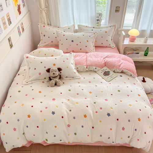MorroMorn Twin Bedding Sets, Little Twinkle Stars Duvet Cover Set, Fluffy Comforter Covers Blanket Ultra Soft Kawaii Cute Unicorn for Girls Kids Toddler Teen Women Twin/Twin XL Size - color: Little Twinkle Stars, size: Twin/Twin XL