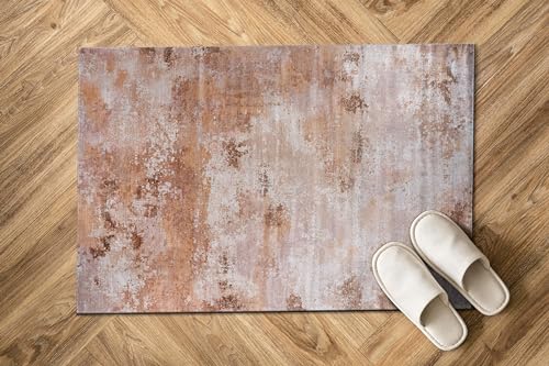 Non Slip Rugs 2x3 Modern Abstract Easy Silk Rubber Backing Soft Entryway Area Rug for Door Mat Easy to Clean Non Shedding Kitchen for Bedroom Indoor Carpet (Beige - Brown, 2x3) - color: Beige, size: 2' x 3' (Rectangular)