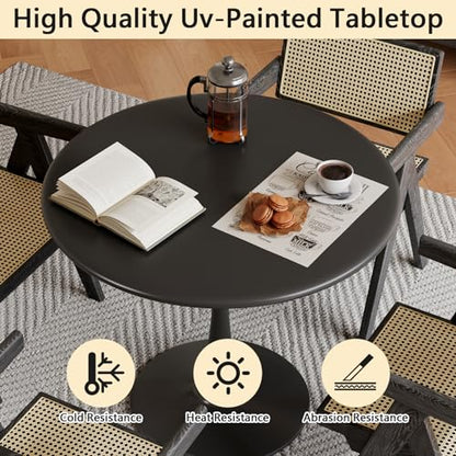Black Small Tulip Table, 24 Inch Round Dining Table for 2 Person with Pedestal Base for Kitchen, Circle Bistro Table, Mid Century Modern Cafe Tables for Small Spaces in Living Room, Office, Pub, Bar - color: Black