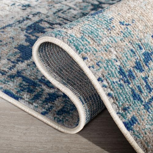 SAFAVIEH Madison Collection Accent Rug - 2'2" x 4', Grey & Blue, Modern Abstract Design, Non-Shedding & Easy Care, Ideal for High Traffic Areas in Entryway, Living Room, Bedroom (MAD460K) - color: Grey/Blue, size: 2'2" x 4' (Rectangular)