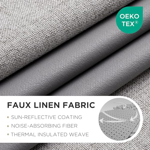 Joydeco Blackout Curtains 84 Inch Long, Linen Black Out Curtains for Bedroom 2 Panels with Grommet, Thermal Insulated, Noise Reducing Room Darkening Drapes Privacy Protection for Living Room Window - color: Greyish White, size: 52"W x 84"L (Pack of 2)
