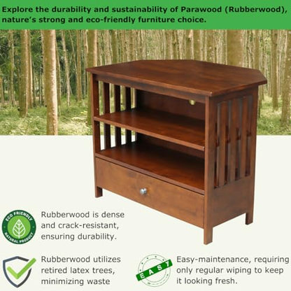 Solid Wood Mission Corner Enteinment/TV Stand, Espresso - color: Espresso