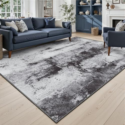 Toneed Abstract Area Rug 5x7 Modern Washable Rug Soft Non Slip Rug Low Pile for Bedroom Living Room Dining Room Slate Grey - color: Slate Grey, size: 5' x 7' (Rectangular)