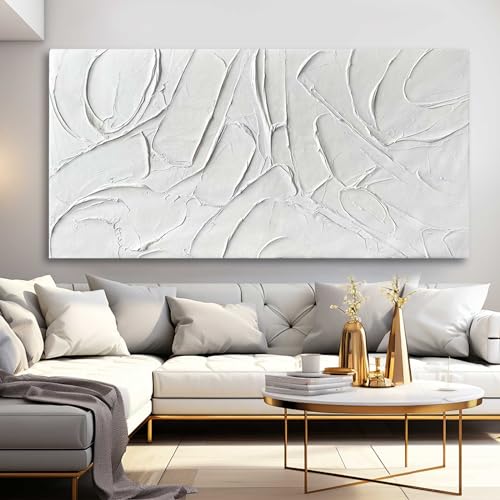 XIANSHOU Oil Painting Art Wall Decor Pictures for Living Room Big Wall Artwork White Painting 29"x 58" Modern Abstract Wall Decor Bedroom Office Ready to Hang - color: White, size: 58"L x 29"W