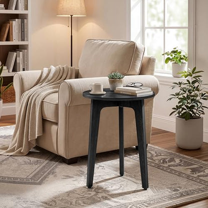 VASAGLE MAEZO Collection - Small Side Table, Round End Table, Nightstand with Tapered Legs, Curved Transitions, for Small Spaces, Living Room, Bedroom, Charcoal Gray ULET237BA01S - color: Charcoal Gray