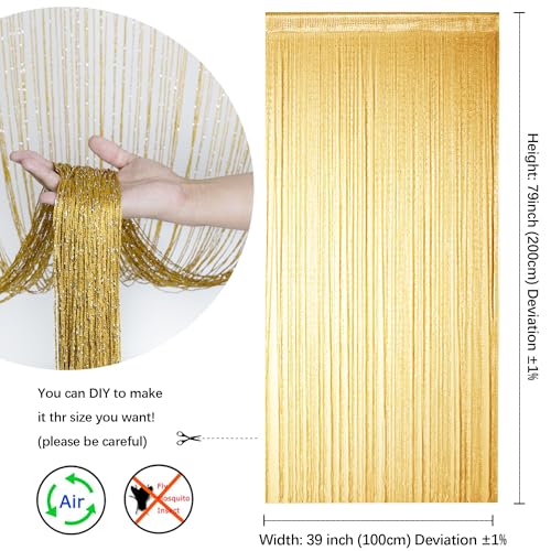 Hysenm 2 Pack 39 x 79 Inch String Door Curtains, Hippie Room Divider Decor Beaded Curtains for Doorway Closet, Boho Home Decoration for Bedroom, Party | 39 x 79 Inch Boho Tassel Glitter Beaded Curtain for Doorway, Room Divider Privacy Bedroom Wedding Part