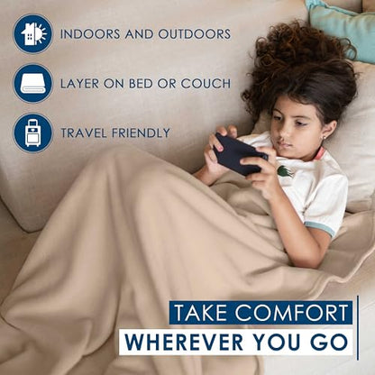 King Size Fleece Blanket | Comfy Supersoft Fleece Blanket – All-Season Light Weight Throw Blanket | Luxuriously Soft | Throw Blanket for Couch and Sofa | Machine Wash | Beige - color: Beige, size: King