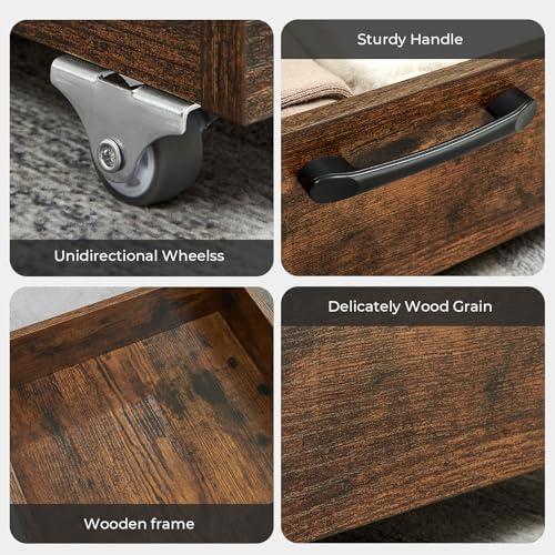 2-Pack Under Bed Storage Drawers Organizer with Wheels, Brown | 58L total capacity, 80 lb per Drawer, Fits 6 in Bed Clearance, Rolling Drawers for Shoes, Clothes, Linens, Toys - color: Brown