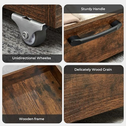 2-Pack Under Bed Storage Drawers Organizer with Wheels, Brown | 58L total capacity, 80 lb per Drawer, Fits 6 in Bed Clearance, Rolling Drawers for Shoes, Clothes, Linens, Toys - color: Brown