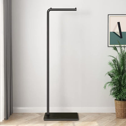 Metal Coat Rack, Modern Clothing Tree with Heavy-weight Slate Base, Small Coat Stand for Entryway/Bedroom/Hallway, Standing Plant Hanger, Matte Black - style: 7-shaped with no hooks