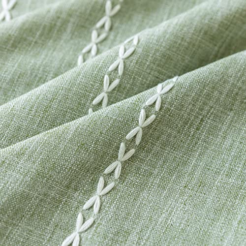 Deeprove Green Boho Curtain 72 Inches Long for Bedroom Living Room, Cotton Linen Weighted Stripes Embroidery, Semi Blackout Bohemian Farmhouse Window Treatment Drape Tassels 1 Panel W52 x L72, Sage - color: Sage Green, size: 52"W x 72"L (Pack of 1)