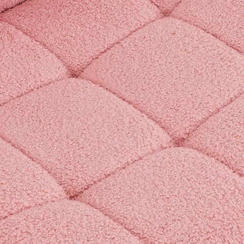 Furnimart Criss Cross Chair with Wheels, Cross Legged Office Chair, Wide Armless Desk Chair, Adjustable Swivel Faux Fur Criss Cross Office Chair with Thick Cushion for Home Office Bedroom Vanity - color: Faux Fur-pink