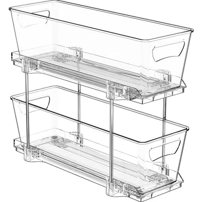 Simple Houseware 2 Tier Narrow Drawer Cabinet Pull-Out Organizer, Clear