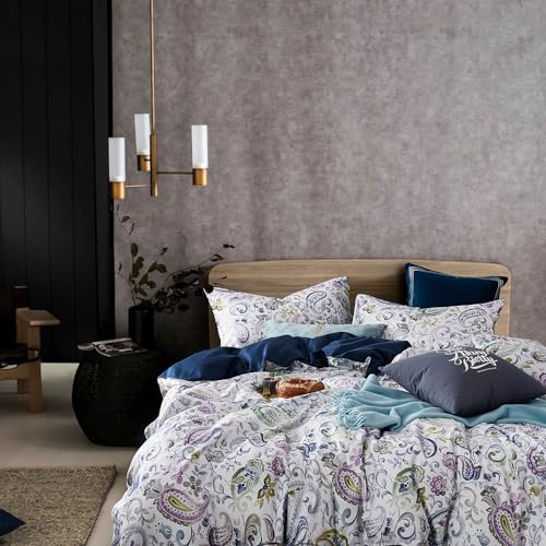 Cupocupa Duvet Cover Set;Duvet Cover Full Bedding Set Fluffy Boho Duvet Cover Set Paisley Floral Bedding Collection Duvet Cover with Pillowcases - color: White Paisly Pattern, size: Full