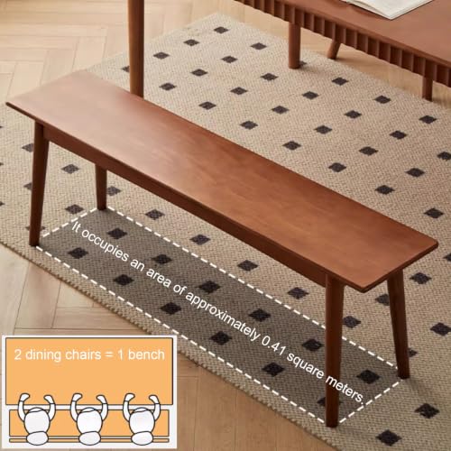Narrow Rubber Wood Bench, Modern Dining Stool with Soft Cushion, Capacity 1100lbs, Easy to Assemble, for Dining Room Hallway Bedroom(White,150cm/59in) - color: White, size: 150cm/59in