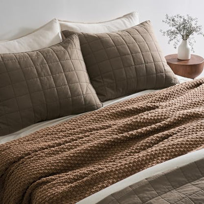 EVERGRACEHOME Chunky Chenille Knit Throw Blanket, 108x92, Camel Brown | Sculpted Moss Stitch, Chic Modern Farmhouse, All-Season Warmth, OEKO-TEX® Certified, Oversized King for Couch, Bed, Sofa - color: Camel Brown, size: 108" X 92"