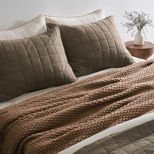 EVERGRACEHOME Chunky Chenille Knit Throw Blanket, 90 x 90, Camel Brown | Sculpted Moss Stitch, Chic Modern Farmhouse, All-Season Warmth, OEKO-TEX® Certified, Oversized Queen for Couch, Bed, Sofa - color: Camel Brown, size: 90" X 90"