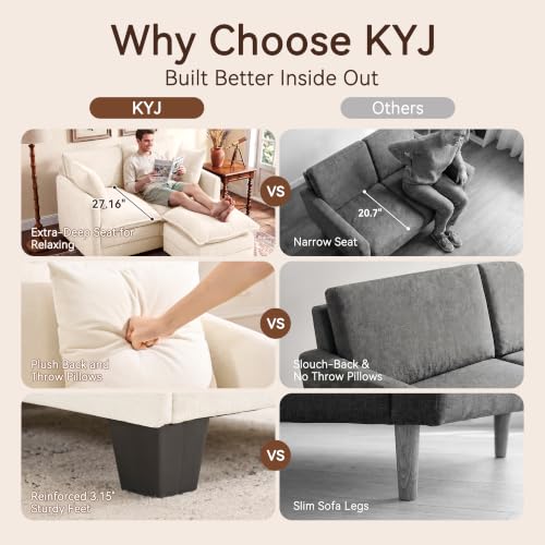 50" Loveseat Sofa with Ottoman, Cloud 2-Layer Cushion & 27" Deep Seat, Modern Love Seat Small Couch with 2 Washable Pillows for Small Spaces, Bedroom, Apartment, Office, Living Room, in a Box, Beige - color: Beige, size: Loveseat with Ottoman