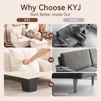 50" Loveseat Sofa with Ottoman, Cloud 2-Layer Cushion & 27" Deep Seat, Modern Love Seat Small Couch with 2 Washable Pillows for Small Spaces, Bedroom, Apartment, Office, Living Room, in a Box, Beige - color: Beige, size: Loveseat with Ottoman