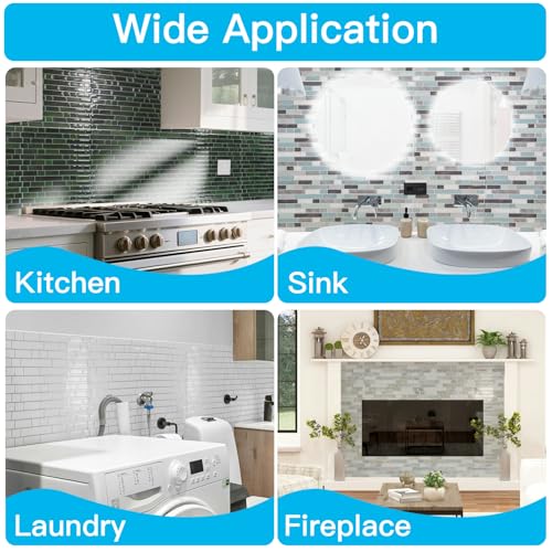 Art3d 10-Sheet Heavy-Duty Peel and Stick Backsplash, Waterproof Wall Tiles Stick on Kitchen Backsplash Living Space, White with Gray Grout (Pack of 4) - color: White with Gray Grout, size: 12 x 12 Inch (Pack of 4)