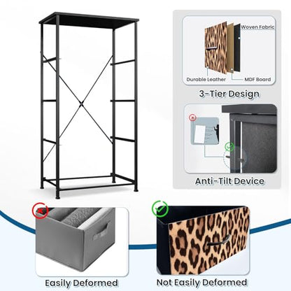 Dresser for Bedroom with 4 Fabric Storage Drawers, Leopard Seamless Imitation Leopard Skin Chest of Drawers for Closet, Living Room, Nusery, Hallway