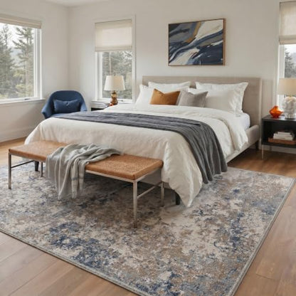BEIMO 5X7 Modern Abstract Area Rug, Washable Non Slip Soft Living Room Rug | Artistic Rug in Dusty Beige, Soft Faux Wool Rug for Bedroom and Dining Room, Non-Shedding, Easy Care, Lightweight, Low Pile - color: Dusty Beige-4, size: 5' x 7' (Rectangular)