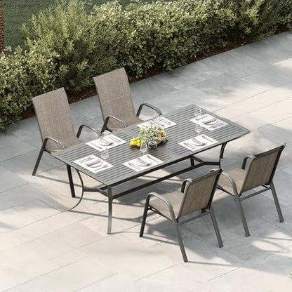 Garvee Patio Chairs Set of 4, Stackable Chairs with High Back for Backyard | All-Weather Outdoor Dining Chairs with Textilene Fabric (Brown) - color: Brown